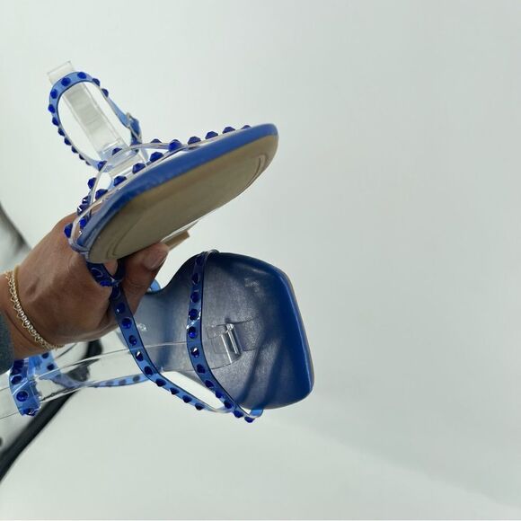 Marc Fisher Fonoo Women’s Blue Rhinestone Embellished Strappy Sandals Size 8 - Picture 16 of 17